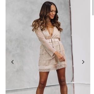 Hazel and Olive “Bottle Service” Gold Tiered Dress